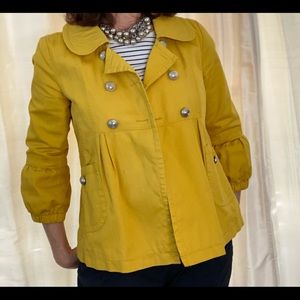 hip marigold yellow double breasted jacket.  M